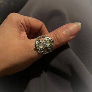 Elegant Silver Moonstone Ring Size 8.5 • Thumb Ring • Birth • June • Gift
